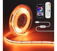 OULARA USB RGB Ruban LED COB 5V 3m, 1800LEDs Couleur Changement Bande Lumière, Multicolore Flexible LED Light avec Bluetooth App Contrôle pour Télévision, Chambre à Coucher, Fête, DIY Décoration