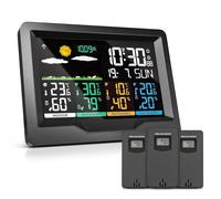 Oule Gmbh Station Météo Radio Avec 3 Capteurs Extérieurs, Thermomètre Intérieur Extérieur, Hygromètre Intérieur, Stations Météo Intérieures Et Extérieures Radio Avec Prévisions Météorologiques