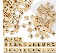 Oulesvte 100 Tuiles de Lettre en Bois, Jouable Lettres de Bois Puzzle Alphabets A à Z, Bois Artisanat avec Numéros, Convient à l'éducation des Enfants, aux Jouets pour Enfants, à l'artisanat