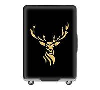 OuLi Store® Housse de Valise 18-32 Pouces Fibre de Charbon de Bambou Luggage Cover en Polyester Clear Voyage Luggage Trolley Case Cover Protector (Cerf Corne d'or, S- (Bagage de 18 à 21 Pouces))