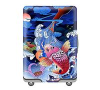 OuLi Store® Housse de Valise 18-32 Pouces Fibre de Charbon de Bambou Luggage Cover en Polyester Clear Voyage Luggage Trolley Case Cover Protector (Poisson Chanceux, S- (Bagage de 18 à 21 Pouces))