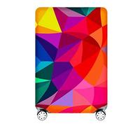 OuLi Store® Housse de Valise 18-32 Pouces Fibre de Charbon de Bambou Luggage Cover en Polyester Clear Voyage Luggage Trolley Case Cover Protector (Géométrie colorée, S- (Bagage de 18 à 21 Pouces))
