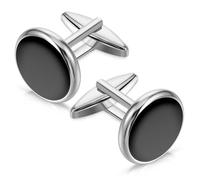 Ouligay Boutons de manchette classiques pour homme - Pour père, mari, petit ami - Noir, L, Métal, boutons de manchette homme