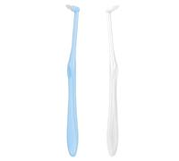 Ouligay Brosse à dents souple Tuft 2 pièces, bleu blanc, manuel, tête ronde, brosse interdentaire pour appareils dentaires, traitement orthodontique, bifurcations dentaires, implants