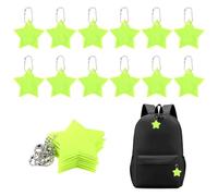 Ouligay Lot de 12 réflecteurs de sécurité pour enfants - En PVC - Étoile - Porte-clés réfléchissant - Pour sac à dos, vélo, clés, animaux de compagnie