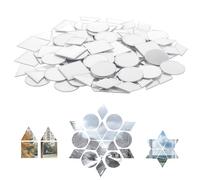 Ouligay Lot de 120 petits miroirs pour bricolage - 4 formes - Mini miroir mosaïque autocollant - 2,5 cm - En acrylique - Pour bricolage, salle de bain - Artisanat - Rond - Triangle carré en losange