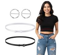 Ouligay Lot de 2 ceintures extensibles réglables pour femme, chandails, chemises, ceintures élastiques pour rentrer, chemises, pulls et plus encore (noir et blanc)