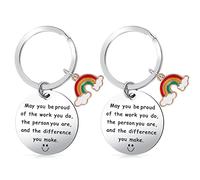 Ouligay Lot de 2 Porte-clés de Remerciement pour Professeur, Enseignante, Éducatrice, Collègue - Cadeau d'Adieu, Meilleure Amie, Fête des Mères, Retraite