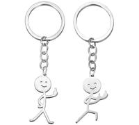 Ouligay Lot de 2 porte-clés doigt d'honneur, amusant, amusant, cadeau pour couples, bon ami, poisson d'avril, Halloween, argenté, taille unique