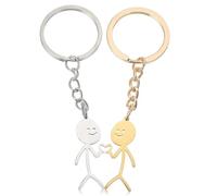 Ouligay Lot de 2 porte-clés Stickman - Langue des signes - Porte-clés pour couple - Porte-clés en forme de cœur - Pour couple, petite amie, anniversaire, Saint-Valentin, 3.94 Zoll