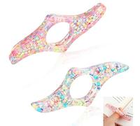 Ouligay Lot de 2 porte-pages, anneaux de pouce, marque-pages, en résine, fabriqués à la main, pour les enseignants, les amateurs de livres