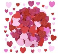 Ouligay Lot de 200 autocollants en forme de cœur à paillettes - En caoutchouc mousse - Autocollants en mousse - Autocollants multicolores - Pour la Saint-Valentin, la décoration d'anniversaire, les