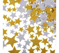 Ouligay Lot de 200 autocollants en mousse à paillettes en forme d'étoiles pour travaux manuels, fabrication de cartes, scrapbooking, scrapbooking, art doré et argenté