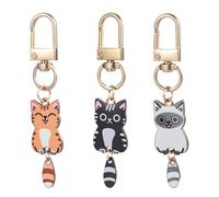 Ouligay Lot de 3 porte-clés chat petit chat pendentif de sac cadeaux pour les amoureux des chats, mignons porte-clés chat breloques de sac remplissage calendrier de l'Avent 2025 petits cadeaux de Noël