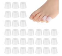 Ouligay Lot de 30 protections d'orteils en silicone - Petit orteil - Respirants - Protection des orteils en gel - Pour ampoules et frottements - Soulage les cors - Blanc