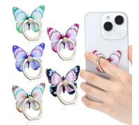 Ouligay Lot de 5 anneaux de support pour téléphone portable - Avec papillon - Rotation à 360° - Anneau de support pour téléphone portable - Pour téléphone portable et smartphones