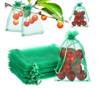 Ouligay Lot de 50 sacs de protection pour raisins - 15 x 10 cm - Vert - Avec cordon de serrage - Pour protéger contre les oiseaux, les guêpes, les mouches des fruits