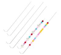 Ouligay Lot de 6 aiguilles rotatives de 19 cm, aiguilles à perler de 0,7 mm de diamètre, enfile-perles en acier inoxydable pour la fabrication de bijoux, bracelets, colliers, perles de taille