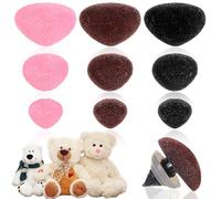 Ouligay Lot de 90 nez de sécurité floqués pour animaux au crochet - En plastique - Noir, marron, rose - En 3 tailles - Amigurumi pour nez chien, lapin, marionnette, bricolage - 12/15/20 mm