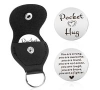 Ouligay Pocket Hug Porte-bonheur examen en acier inoxydable Porte-clés inspirant double face encouragement meilleure amie cadeau nouvel emploi bon amélioration pour hommes femmes cadeaux de motivation