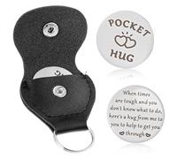 Ouligay Pocket Hug Porte-bonheur examen en acier inoxydable Porte-clés inspirant double face encouragement meilleure amie cadeau nouvel emploi bon amélioration pour hommes femmes cadeaux de motivation