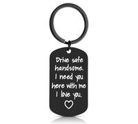 Ouligay Porte-clés Drive Safe pour petit ami, lui, mari, fiancé, cadeau de Saint-Valentin pour petit ami, anniversaire, Noël, romantique, homme, petit ami, cadeau romantique « I Love You », noir