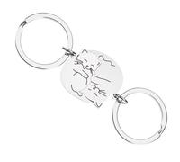 Ouligay Porte-clés en forme de chat assorti pour couple - Cadeau de mariage pour petit ami, petite amie, lui, elle, meilleure amie, remise de diplôme, meilleur ami, cadeau d'anniversaire romantique