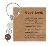 Ouligay Porte-clés porte-bonheur en cristal naturel avec carte cadeau, cadeau de bonne chance pour la rentrée des classes, la remise des diplômes, breloque Good Luck, cadeau pour collègues, changement