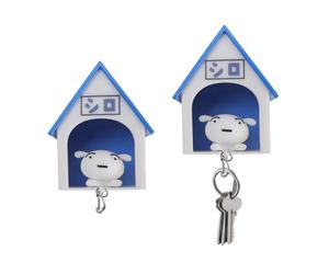 OULIGET Lot de 2 porte-clés muraux en forme de maison pour chien, mini niche et chien, pour décoration de maison, salon, cadeau inhabituel