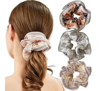 Ouliget Lot de 3 grands chouchous floraux surdimensionnés rétro en satin pour dormir sans dommage