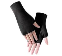OULIGET Mitaines en velours fin, mitaines extensibles en tricot de coton pour écran tactile pour conduite et frappe de téléphone pour homme et femme, noir, 7.2 Inches
