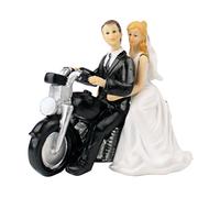 OULII Figurine couple de mariés sur moto pour gâteau de mariage