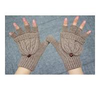 Mitaine Mitaines Laine Tricot Hiver Chaud Laine tricoté Convertible Fingerless Gloves with Mitten Couverture (Brown) - de Noël pour Femmes Filles