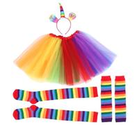 Oulii Tutu Arc-en-Ciel Multicouche Femme Jupe De Ballet avec Ceinture ÉLastique Douce Costume De DéGuisement pour Danse Photographie Et ÉVéNements Festifs