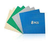 OulQinyhome Classic Plaque de Base Lot de 8 Plaques Classic 25,5 x 25,5 cm avec 32x32 Goujons compatibles avec Toutes Les Grandes Marques de Briques pour Tables d'activités et constructions