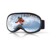 OulQinyhome Masque de Ski anti-buée à double écran - Lunette de Ski sphérique pour adultes et adolescents - compatible avec lunettes de vue (Noir Argenté)