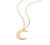 OUMAY Bracelet & Collier Ayat Al Kursi Plaqué Or 18K Acier Inoxydable, Protection Spirituelle pour Musulman - Gravé en Calligraphie Arabe - Cadeau Aid, Ramadan, Mawlid (Croissant Or)