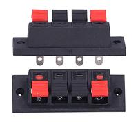 Oumefar 10 Pièces Borne de Haut-parleur Bloc 4 Voies Connexion Rapide Bornes à Ressort pour Câblage Audio et Test de Brûlage LED en Métal ABS Noir Rouge