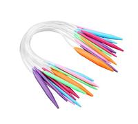 Oumefar 12 pièces en Plastique ABS Aiguilles à Tricoter Ensemble d'aiguilles à Tricoter Tube Circulaire Kit Aiguilles à Tricoter circulaires en Plastique Multicolore(40CM) Knittingneedle