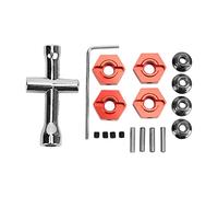 Oumefar 14mm Wheel Hex Hub Kit, Material en Alliage d'Aluminium, Moyeu d'Essieu de Roue Universel pour Voiture RC 1/10 Arrma Senton, Big Rock, Typhon, etc. (Rouge)