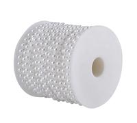 Oumefar 25M / Rouleau Double Ligne de Coton Imitation Demi Ronde Perles Guirlande de chaîne de Perles pour Le Mariage(Blanc)