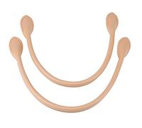 Oumefar 2pcs Poignées de Sac à Main en Cuir, Sangles de Sac à Main en Cuir Véritable Bandoulière pour Accessoires de Bricolage (Noir Marron Beige)(Cuir Beige Double Couche)