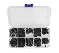 Oumefar 580 Pièces en Acier Inoxydable à Fixation Ferme, Jeu de Rondelles de Circlips E pour Limite de capacité de Charge élevéE, Pièces Mobiles pour Roulements, Engrenages, Poulies, Boîte de (Noire)