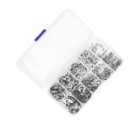 Oumefar 580 Pièces en Acier Inoxydable à Fixation Ferme, Jeu de Rondelles de Circlips E pour Limite de capacité de Charge élevéE, Pièces Mobiles pour Roulements, Engrenages, Poulies, Boîte de (Argent)