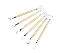 Oumefar 6pcs Tools de Sculpture en Argile, Kit de Sculpture de Cire à Double extrémité pour la Modélisation de Poterie Design Birch Wood en Inoxydable en Acier Inoxydable 20,5 Cm