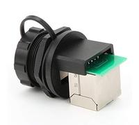 Oumefar Adaptateur RJ45 Coupleur Ethernet étanche pour équipement D'affichage LED, Contrôle D'automatisation D'usine, 2 Pièces RJ45-90° Double Prise Postale, Noir