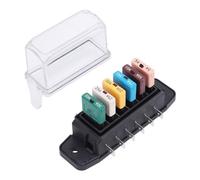 Oumefar Bloc de Fusibles Marins ATC ATO 6 Voies, 5 A-30 A 28 V, Réarmable, avec Couvercle, Barre Omnibus pour Systèmes électriques de Bateaux, Camping-cars et camions.