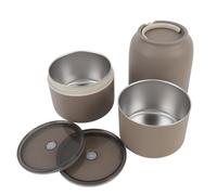 Oumefar Boîte à Déjeuner Isolée Ronde, Récipient Alimentaire Thermique en Acier Inoxydable 304, Boîte à Déjeuner étanche Portable pour le Bureau, les Voyages et le Camping (Café)