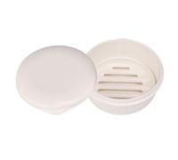 Oumefar Boîte à Savon Rond Compacte Support de Récipient à Vaisselle avec Couvercle D'assiette Vidange pour la Salle de Bain de Voyage en Plastique de 3,8 Pouces de Diamètre