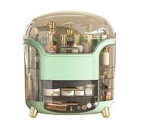 Oumefar Boîte de Maquillage Vertical Organisateur Cosmétique Rotatif Grande capacité Stockage Transparent avec Compartiment pour Maquillage de la Peau (Vert Clair)
